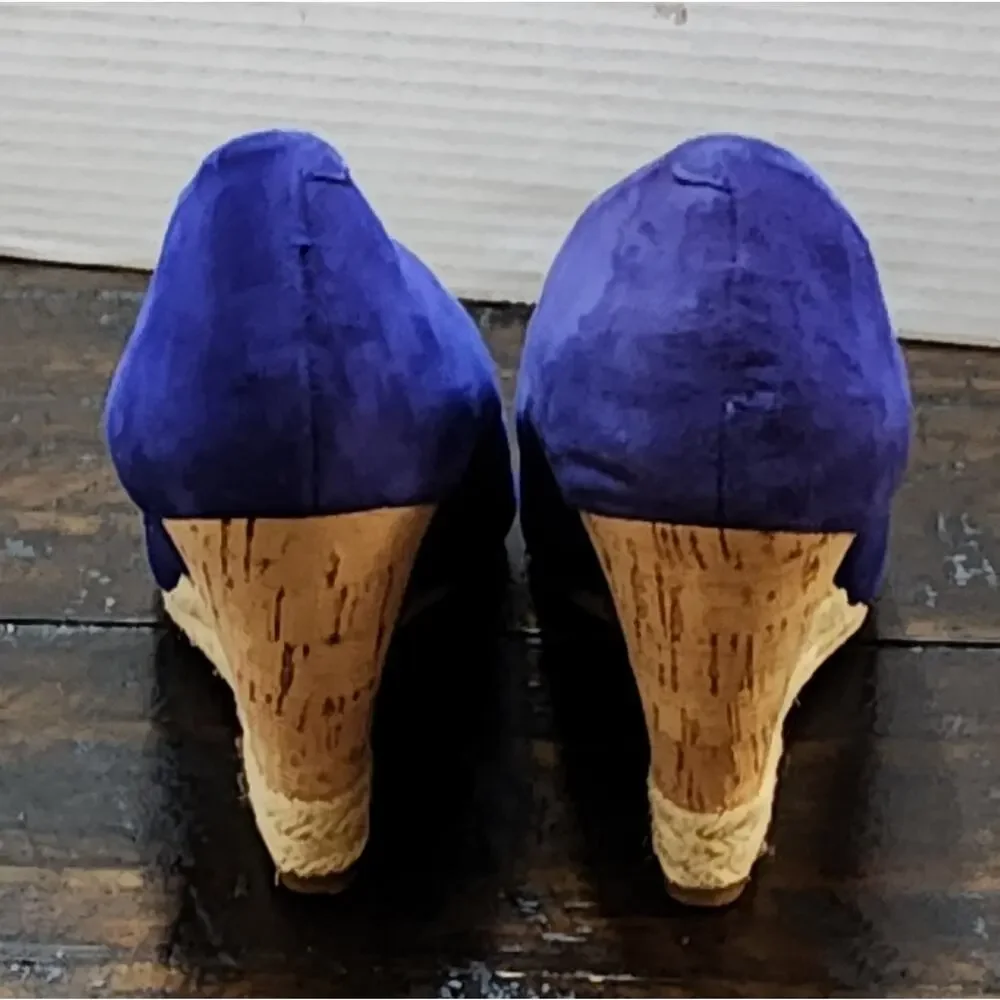 Franco Sarto blue suede cork‎ Wedge heels size 6